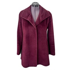 Cinzia Rocca Cranberry Merlot Maroon Burgundy 100% Baby Llama Coat, Size 38